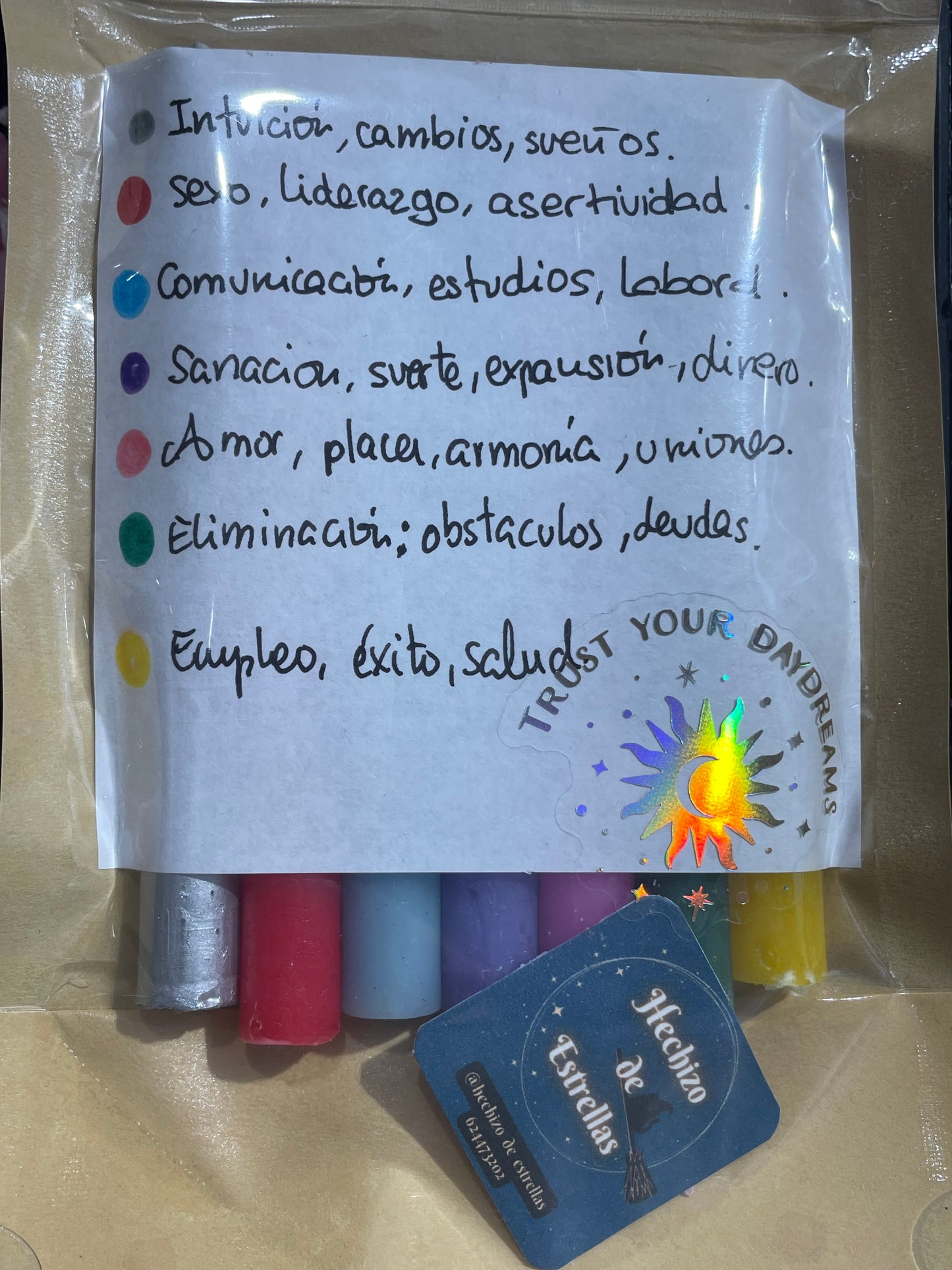 Pack 7 velas colores